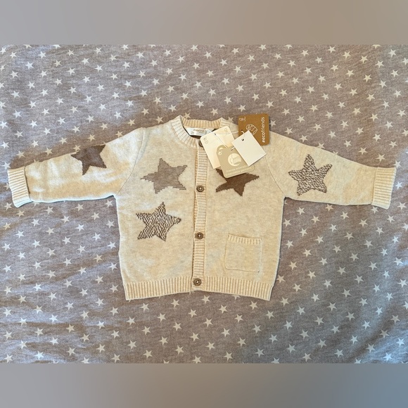 Mayoral Other - Mayoral baby - 12M - button up cardigan with stars - cream/tan NWT